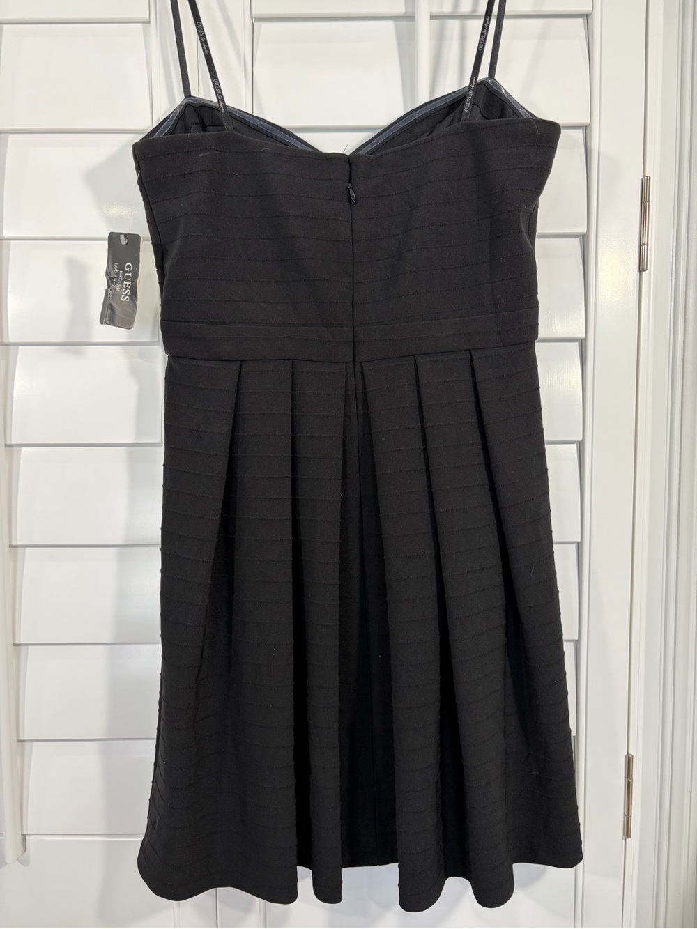 NWT Guess Strapless Black Pleated Fit-and-Flare Dress (8) - Picture 3 of 9